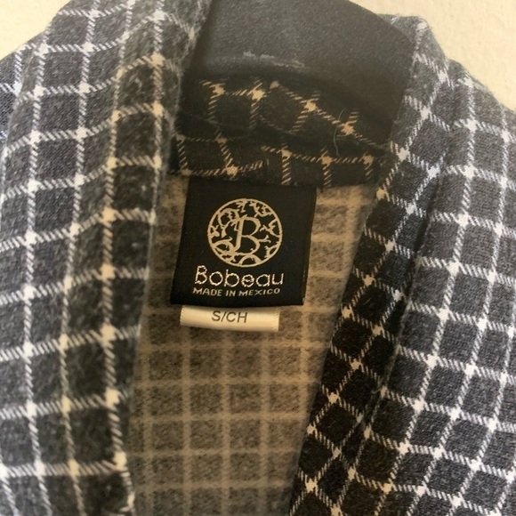 Bobeau Plaid Single Button Fleece Cardigan - Picture 2 of 5